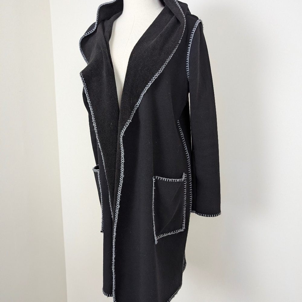 (Free with Purchase) Rain Long Cardigan Contrast Stitching Coatigan Hood - Picture 6 of 11